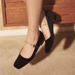 Chic Black Women's Flats with Embellished Strap